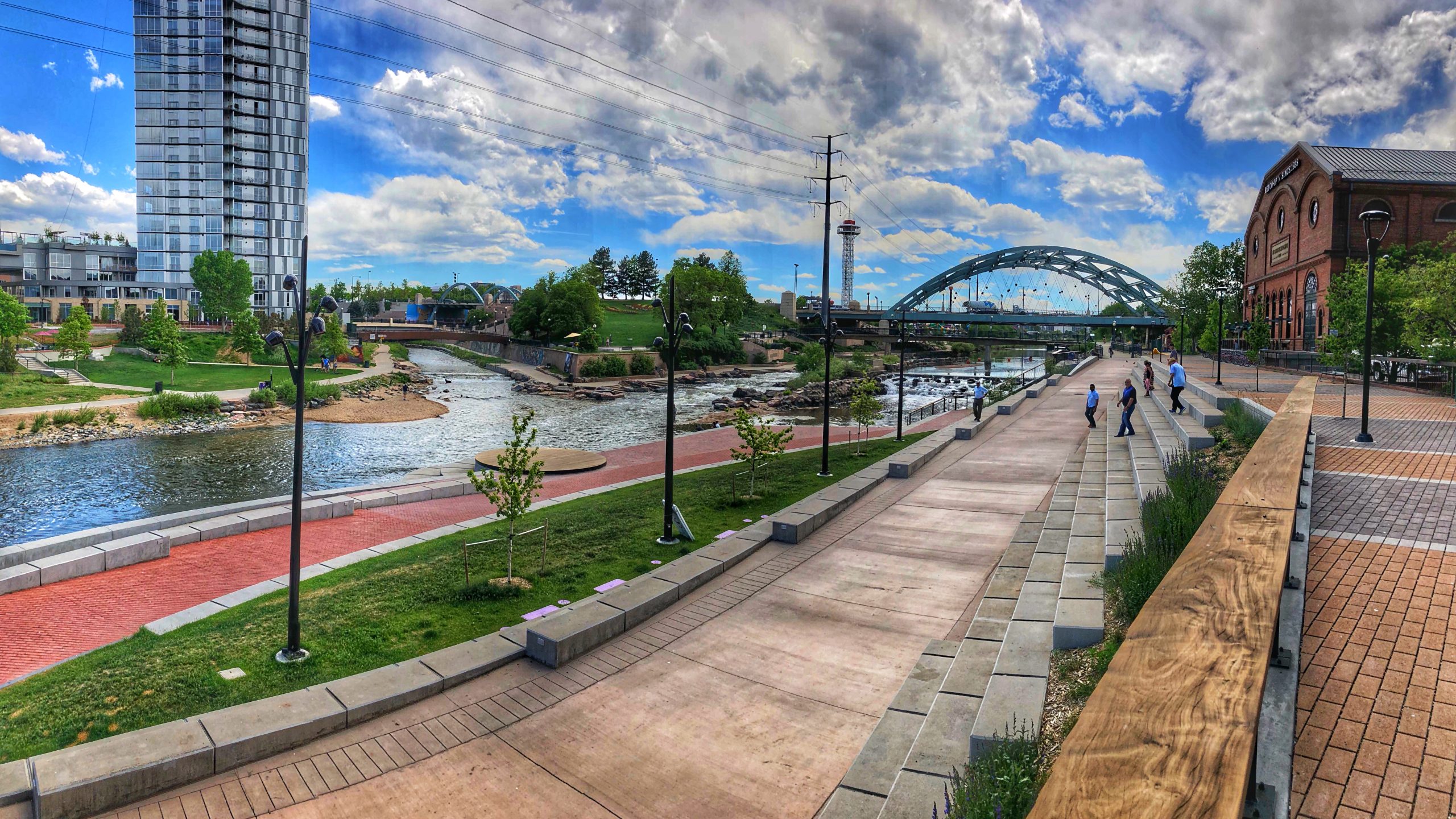 Denver Residents enjoy platte river outside of REI